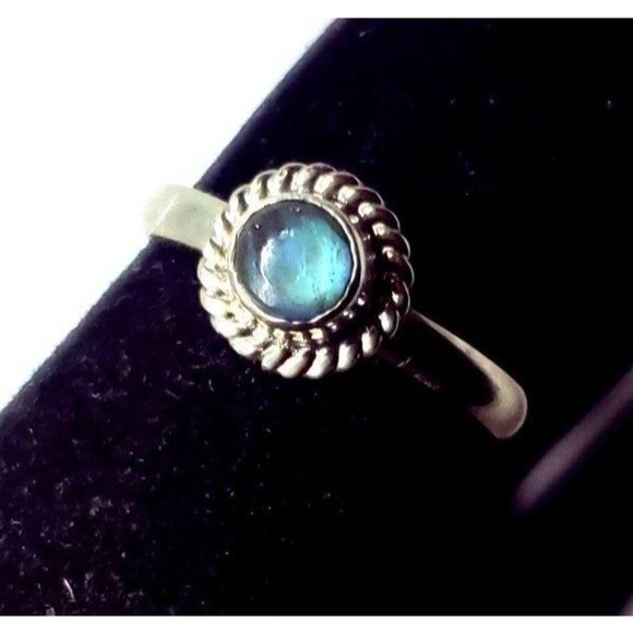 Blue labradorite crystal ring handmade sterling silver 925 size 7